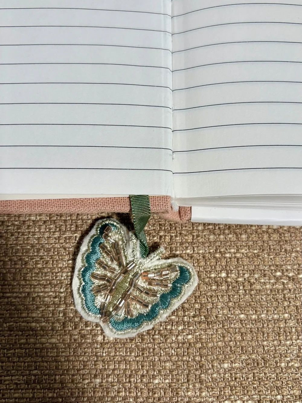 Beaded & Embroidered Floral Hardcover Journal - Khaki